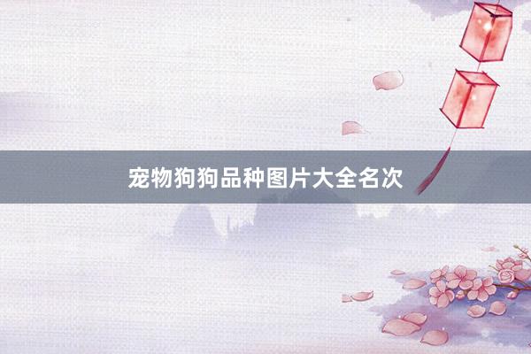 宠物狗狗品种图片大全名次