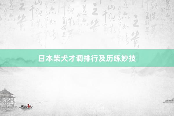 日本柴犬才调排行及历练妙技